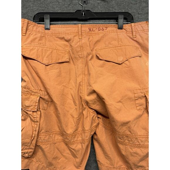 Polo Ralph Lauren Military Surplus Shorts Mens 34 Orange Cargo Utility Y2K - Picture 6 of 9